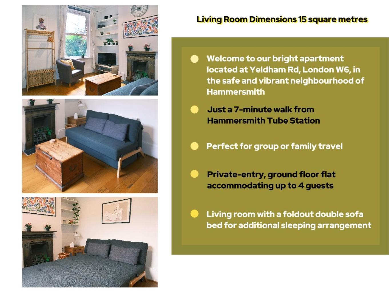 Apartment Artsy & Bright Hammersmith 1b1b, Up To 4 People