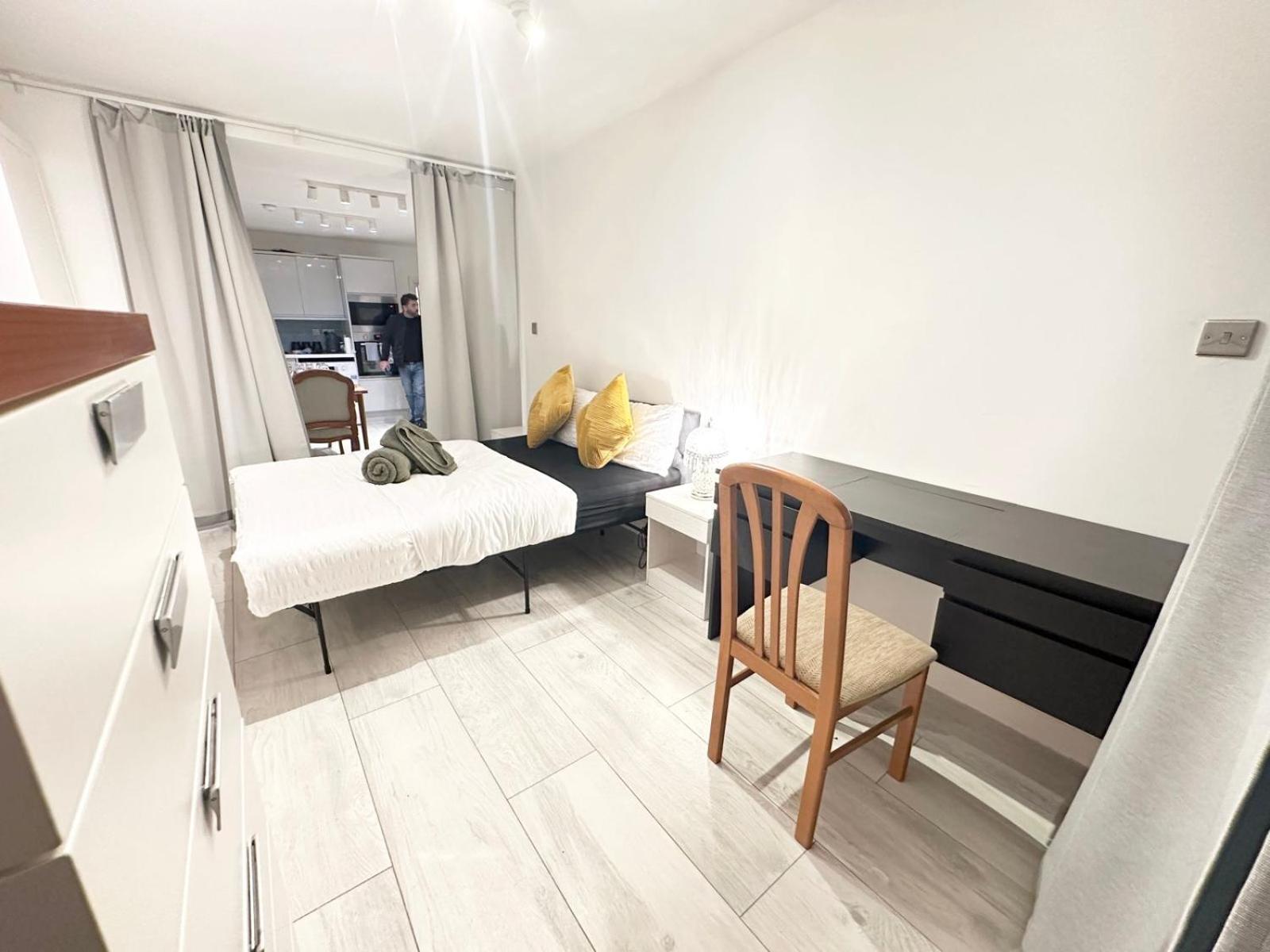 Large Studio With Extra Sofa Bed And Private Bath Plus Kitchen Canary Wharf 1 * Londen