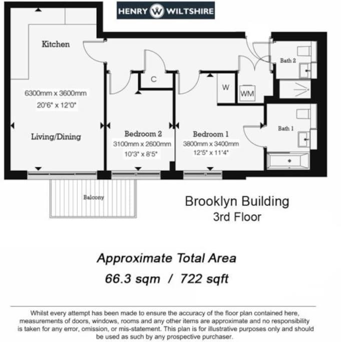 2bed 2bath -pool, Balcony, Gym Lift * Londres