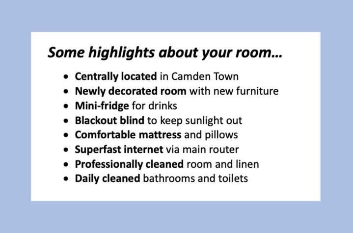 Stylish 1-minute Walk To Camden Town Metro, Shops, Cafes, Bars & Restaurants With Shared Bathrooms Quarto em Acomodações Particulares *