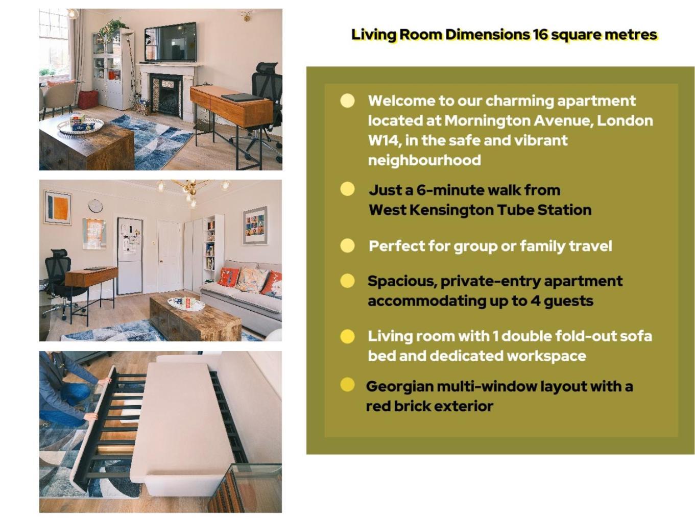Kensington 1b1b With Sofa Double Bed Max 4 Guests Apartment *
