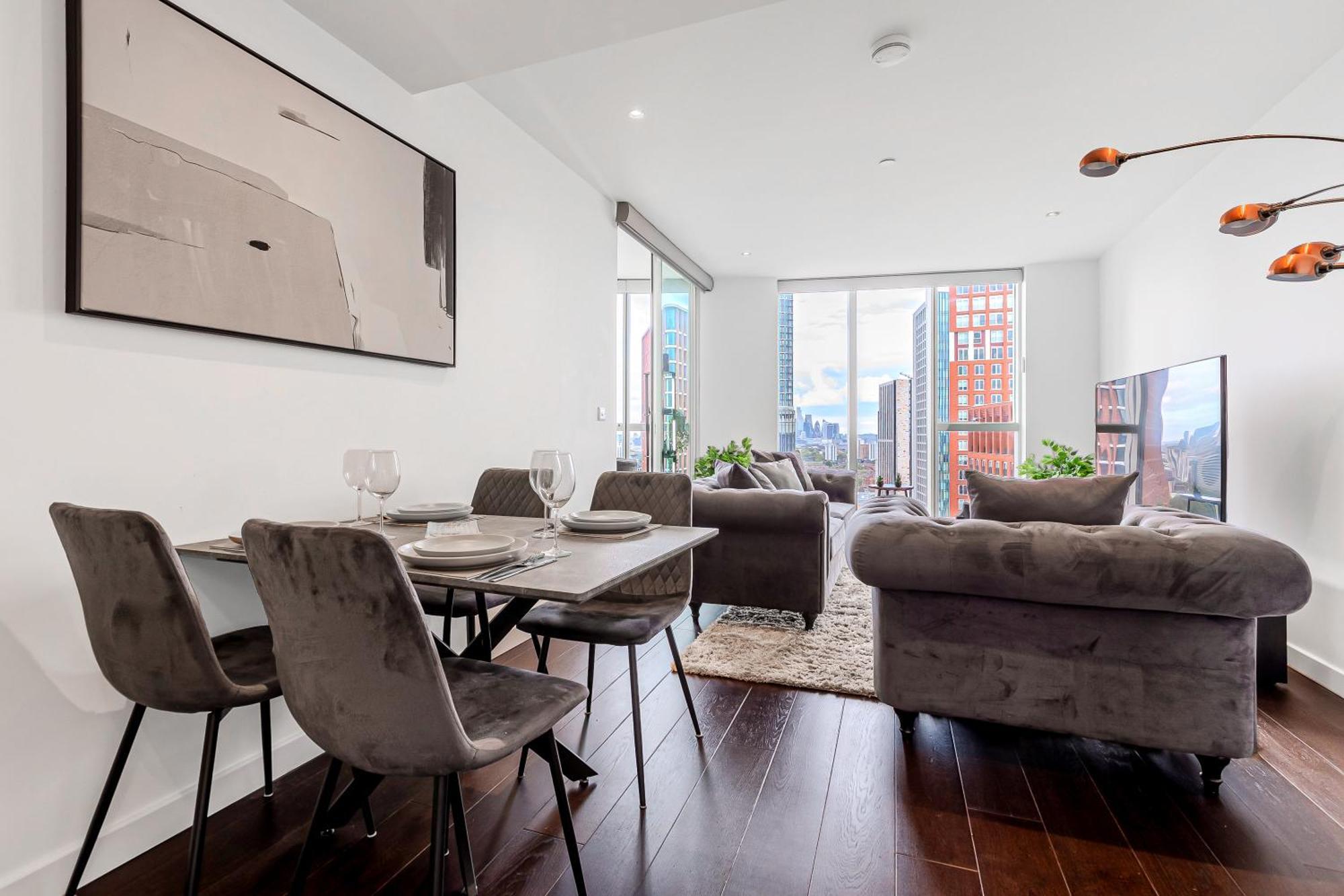 Bright 2br High Floor Flat, Nine Elms, 3min Tube Appartement *